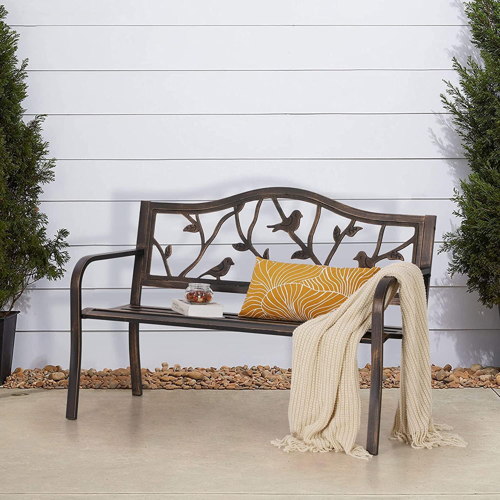 Outdoor Bench Patio Chair Metal Garden Furniture Deck Backyard Park Porch Seat