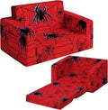Sliner Kids Sofa 2-in-1 Flip-Out Chair Convertible Fold Out Kids Couch to Lounger Foam Soft Toddler Chairs Comfy Flipout Seat with Washable Cover for Ages 3 and up for Playroom Bedroom(Spider)