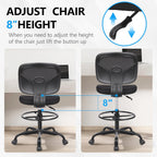 Primy Tall Drafting Desk Chair - Armless, Adjustable Height, Mesh Back, Rolling, Standing Desk Chair for Art Room, Office or Home (Black)