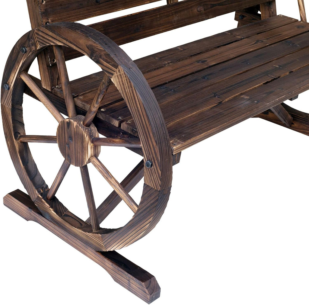 Outdoor Bench with Carbonized Finish, Solid Fir Wood, 2-Person 550lb Capacity