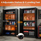 SAWJEC Metal Storage Cabinet with Lock, 72"H Tall Garage Storage Cabinet, Heavy Duty Steel Locking Cabinet with 4 Adjustable Shelves, Black File Cabinet for Home Office Workshop, 18"D x 35"W x 72"H