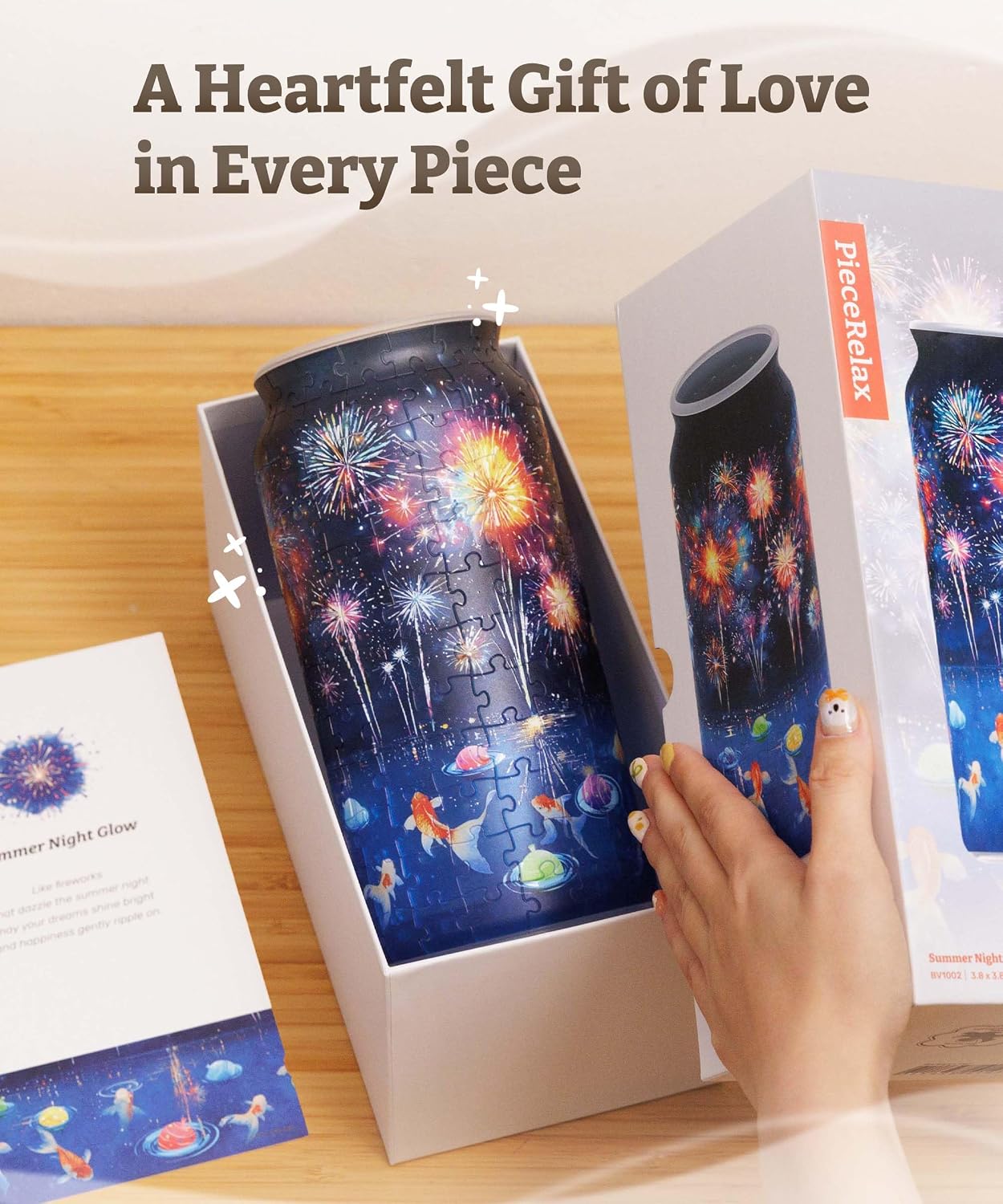 PieceRelax 3D Puzzle Vase for Adults with 192 Plastic Pieces – Ideal for Unique Floral Arrangements and Home Décor - Summer Night Glow [BV1002]