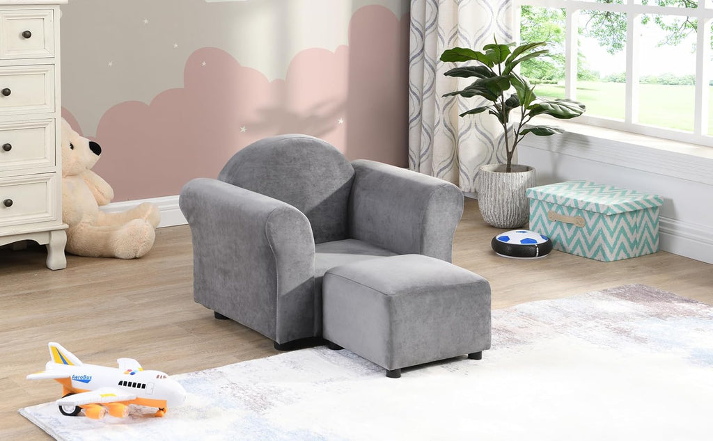 Chair, Upholstered Couch with Ottoman