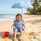 Foldable Toddler Lawn Chair with Umbrella - Lightweight Cartoon Shark Baby Beach Chair, Blue, 27.56×19.49 Inch