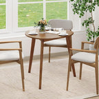 GOFLAME 35.5” Triangle Dining Table, Mid-Century Modern Kitchen Table with Solid Rubber Wood Legs, Space-Saving Dinner Table for Living Room, Dining Room, Apartment, Small Space, Walnut