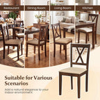 Giantex Wooden Dining Chairs Set of 4, Upholstered Kitchen Chair with Solid Rubber Wood Frame, Curved Backrest & Padded Wide Seat, Modern Farmhouse Dining Room Chairs for Living Room, Restaurant