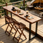 Bar Height Table Long Bar Table Solid Wood Farmhouse Bar Table Industrial Long Bar Height Table for Kitchen Coffee Shop, Pub, No Stool (Natural Wood Color, 47.3" L x 17.7" W x 41.3" H)