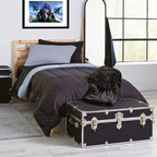 Rhino Trunk & Case Large Armor Camp Trunk with Removeable Wheels - Secure Dorm Storage Chest, Ideal Summer Camper Footlocker, Strong College Trunks - Seats 1000+ Pounds - 32"x18"x14" (Slate)