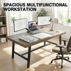 71" Industrial Dining Table for 6-8 People, Rectangular Kitchen Table with Large Wood Top & Sturdy Metal Frame, Spacious Office Writing Desk for Home, Kitchen, Family Gatherings, Grey
