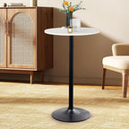 Round Bar Table 40" Height Modern High Top Pub Table with Solid Top & Sturdy Metal Base, Cocktail Table for Bistro, Home, Kitchen or Dining Room, White