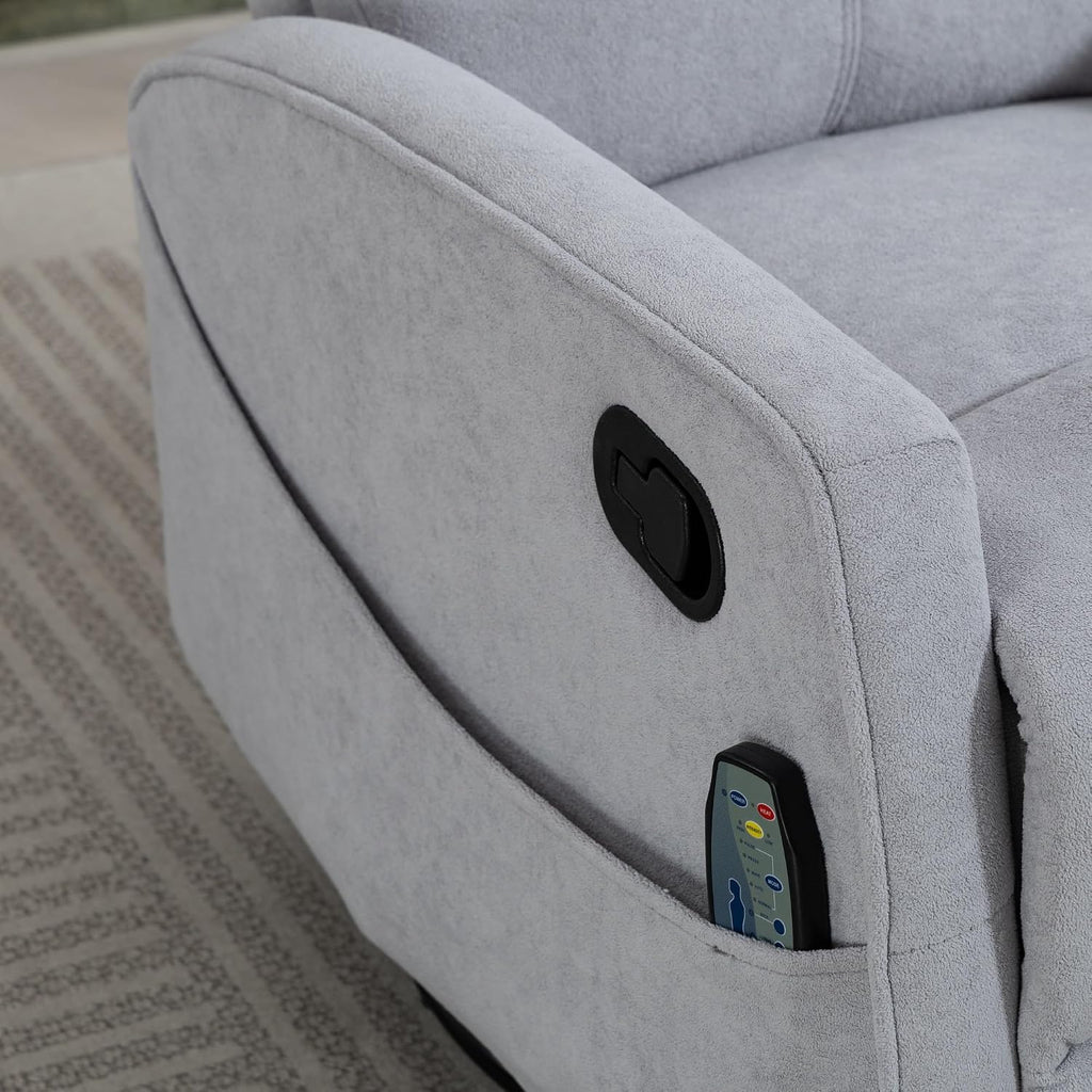 Manual Rocking Chair Nursery with Massage and Heat for Adults Comfy High Back Swivel Gilder Rocker Recliner for Bedroom Living Room