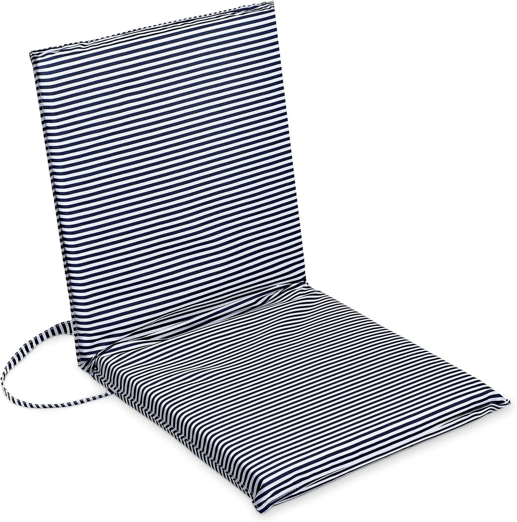 Geetery Foldable Beach Floor Chair Portable Low Seat Navy Stripe Poolside Chairs with Back Support and Carry Strap Thick Seat Cushion for Beach Camping Picnic Stadium Lawn Outdoors