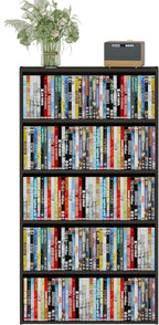 DVD Storage Cabinet Shelf, 5 Tier Media Storage Tower for CDs & Video Games, Freestanding Organizer Shelf for Living Room Home Office, Holds 200+ DVDs(Black)