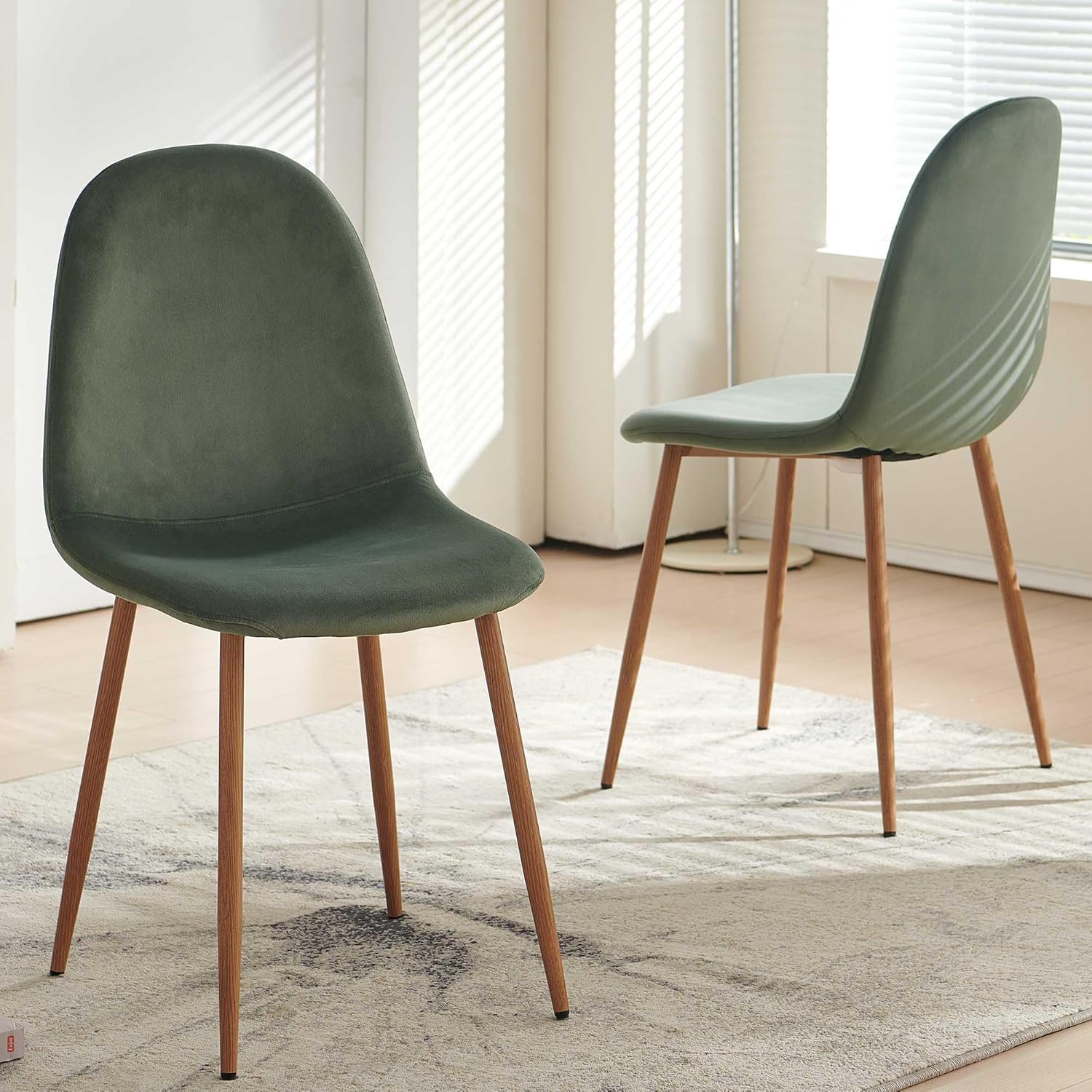 Velvet Dining Chairs Set of 4 - Modern Upholstered Chairs with Metal Legs for Living, Bedroom,Dining Room - Green Dining Chairs Set for 4