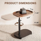 Adjustable Height TV Tray Table for Snack, Eating, Dinner or Laptop, 360°Rolling C Shaped End Table for Couch, Sofa, Chair, Bed, Perfect for Small Places, Livingroom, Bedroom