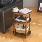 MaxSmeo Side Table, 3-Tier Small End Table, Modern Oval Night Stand Accent Table for Living Room, Bedroom, Rustic Brown