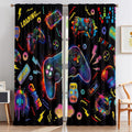 Peryiter Games Curtain Bedroom Room Decor Neon Gamer Curtain with 2 Tiebacks 42 x 84 Inch Thermal Insulated Window Drapes for Bathroom Nursery Home Decoration, 2 Panels