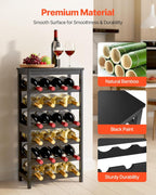 VEVOR 24 Bottle Detachable Wine Rack, 6-Tier Wine Bottle Holder,Solid Bamboo Wood Freestanding Floor Display Wine Storage Shelves with Table Top, for Kitchen,Cellar,Bar,Dining Room,Living Room(Black)