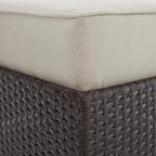 Serta Laguna Brown Wicker Outdoor Patio Ottoman with Beige Cushion for Deck, Porch, Backyard or Patio Seating