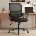 OLIXIS Home Office Chair, Mid Back Computer Ergonomic Mesh Desk with Large Seat, Executive Height Adjustable Swivel Task with Lumbar Support and Armrest, for Adults, Black