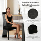 Black Dining Chair Set of 2, Modern Boucle High Back Upholstered Kitchen Chairs with Black Metal Legs for Dining Room Kitchen Living Room