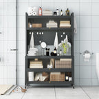 JOYBASE Kitchen Pantry Storage Cabinet with Doors and Wheels, 65" Tall Freestanding Buffet Pantry Cabinet with Microwave Stand Pantry with Storage (Dark Gray, Steel)