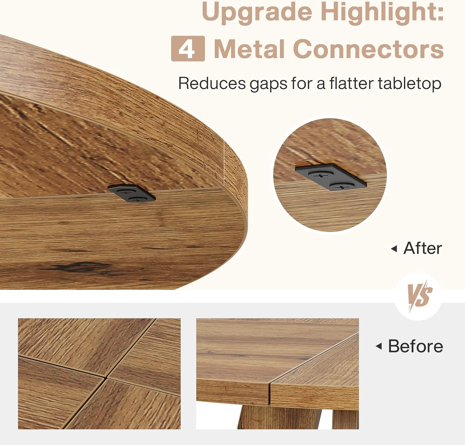 Tribesigns Farmhouse Dining Table, 47 Inch Round Dinner Table for 4, Rustic Round Dining Room Table for Home Dining Room Living Room (Wood)