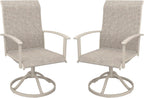 VICLLAX Patio Swivel Chairs Set of 2, Outdoor Dining Chairs with Textilene Breathable Fabric and Seat & Metal Frame Patio Sling Chairs for Backyard Deck Lawn Garden, Sandshell