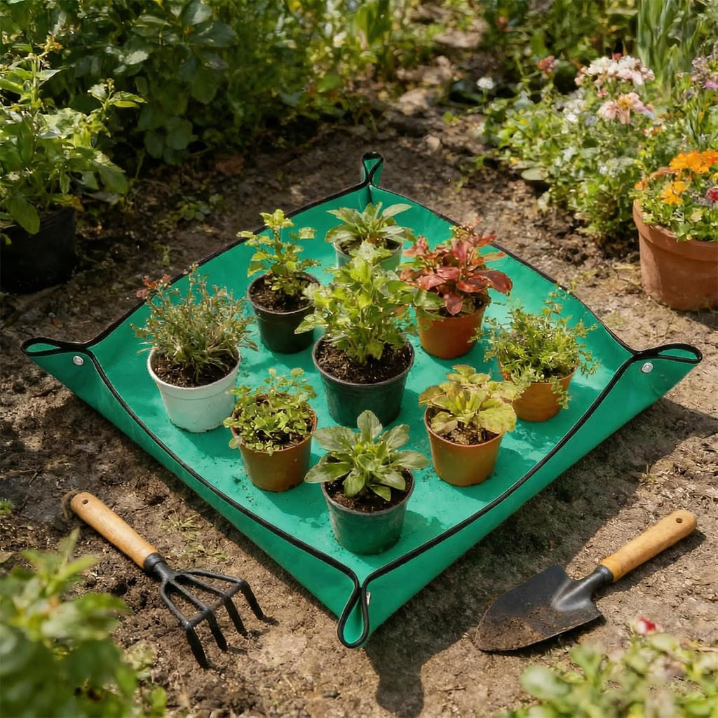 Repotting Mat for House Plants, Waterproof Portable Potting Mat Gardening Tray, Flower and Plant Care Transplanting and Potting Soil Mess Control