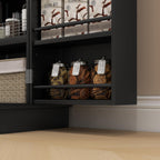 41" Kitchen Pantry Storage Cabinet,Freestanding Kitchen Cabinet with 12 Door Shelves,Double Doors,5-Tier Shelving and Adjustable Shelves,Black