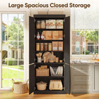 Vyre 70.8" Tall Kitchen Pantry Cabinet with Doors, Farmhouse Modular Storage Cabinet with 4-Tier Adjustable Shelves, Large Storage Cabinet for Kitchen or Living Room, Set of 2, Black