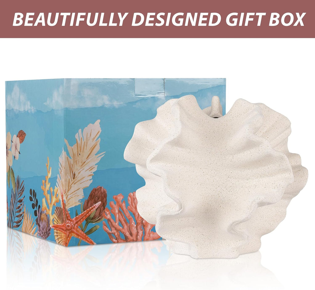 Konstera Large Ceramic Coral Vase Decor, Unique Flower Vase for Bathroom Counter, Boho Vase for Mantle, Living Room, Entry Way Table Home Decor