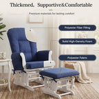 ANMINY 5pcs Glider Rocker Replacement Cushions Set - Thickened Glider Rocking Chair Cushions with 29.5 inch High Backrest & Side Pockets for Indoor Nursery, Washable & Non Slip, Blue