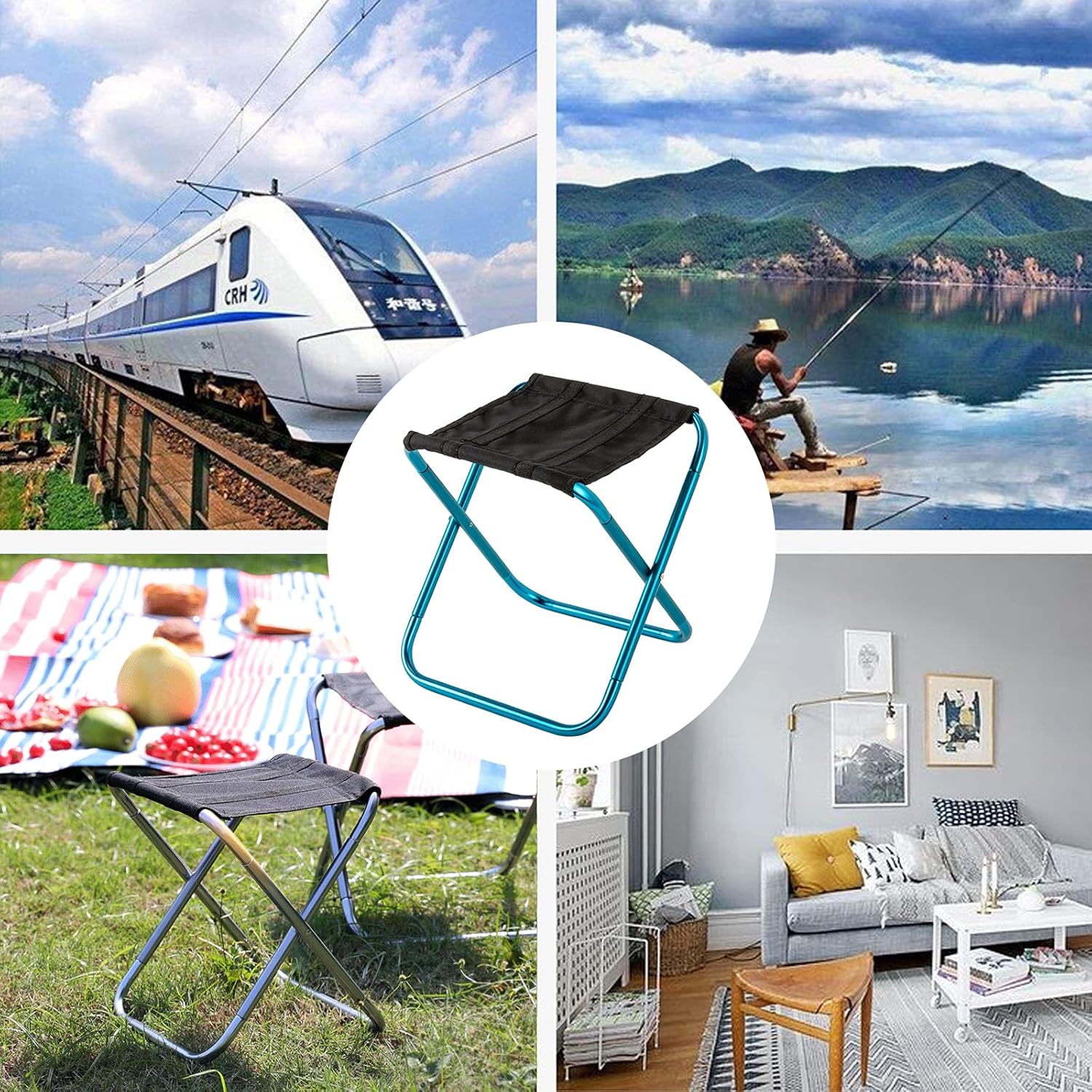 Portable Mini Folding Stool, Small Camping Stool Mortable Stool Can Hold Up to 150 Lbs
