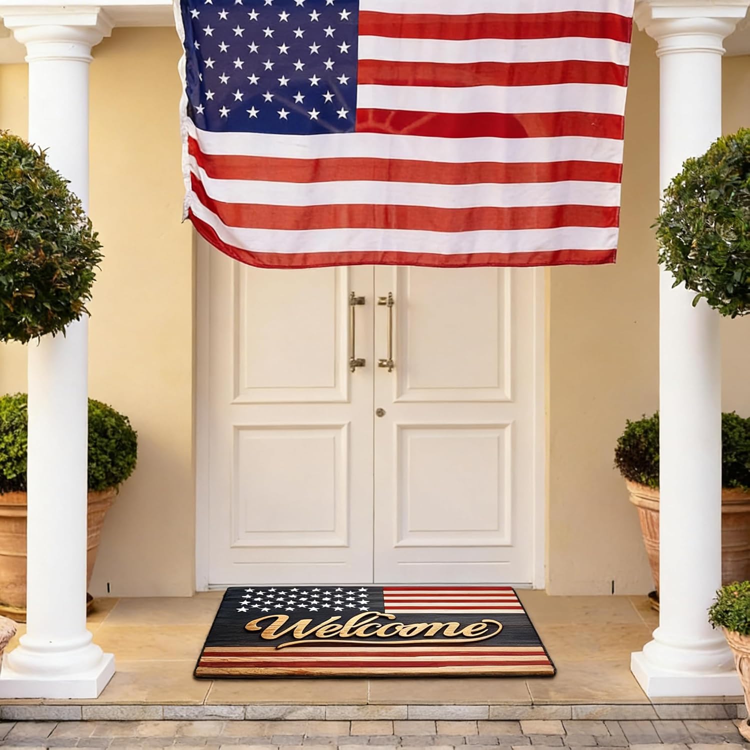 250th Anniversary USA Doormat,God Bless America Door Mat 4th of July Welcome Mat (WelcomeMat)