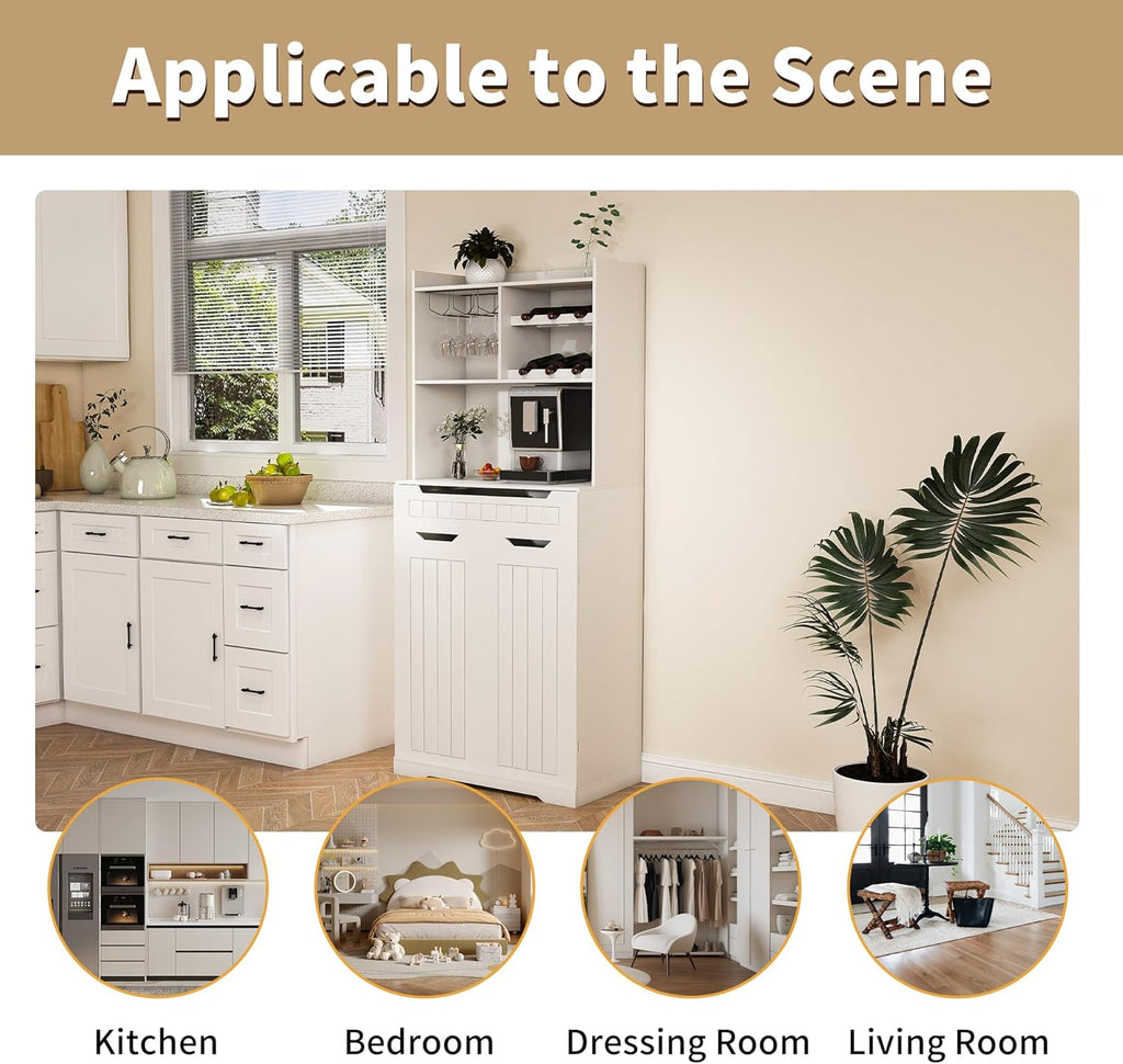 72" Buffet Cabinet with Hutch, Modern Farmhouse Sideboard with 2 Drawers & Barn Doors, Multi-Purpose Storage Cabinet for Kitchen, Dining Room, or Coffee Bar Station(White)
