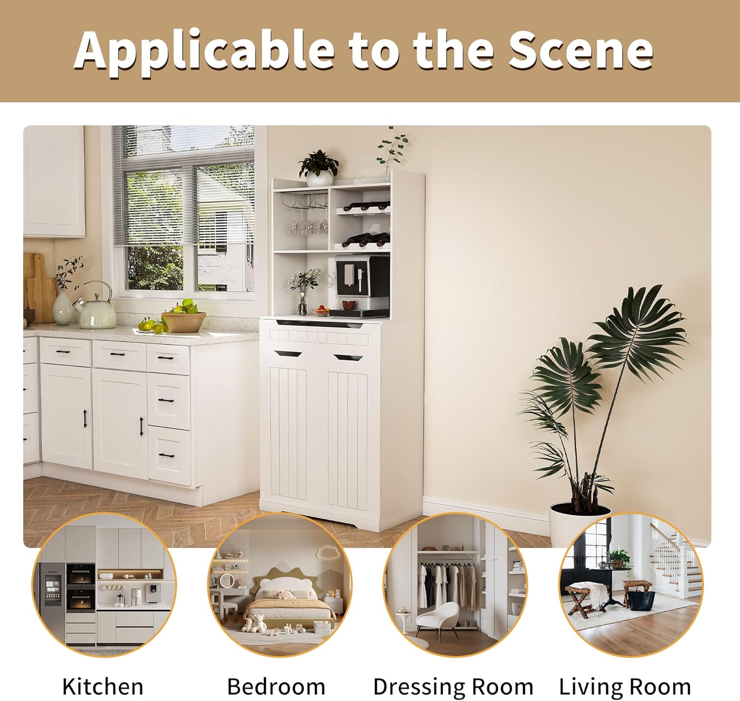 72" Buffet Cabinet with Hutch, Modern Farmhouse Sideboard with 2 Drawers & Barn Doors, Multi-Purpose Storage Cabinet for Kitchen, Dining Room, or Coffee Bar Station(White)