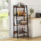 Ladder Shelf, 4 Tier Bookshelves, Open Bookcase,Home Office Storage Organizer, Free-Standing Shelf Unit for Bedroom,Living Room&Home Office, Walnut