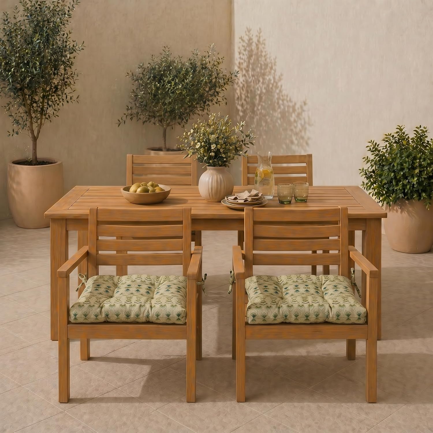 RSH DECOR Tufted Chair Cushions Set of 2 | 16" x 16" | All-Weather Square Cushions for Patio Furniture | American Made | Cabrera Verde