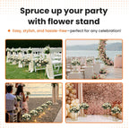 YALLOVE 10 Pcs 15.75" Gold Wedding Flower Stand Metal Vase Column Stand Geometric Centerpiece Vase for Home Party Wedding Decorations, Rectangular Flower Display Rack