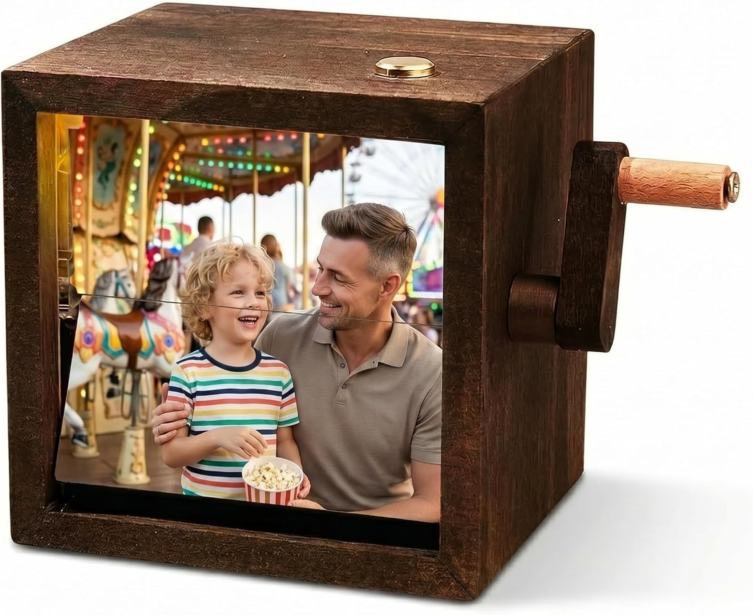 Custom Flip Photo Book, Personalized 8 or 16 Photo Flip Box Frame Animation Machine, Custom Hand-crank Flipbook Box Album with Light, Music, Gifts for Father’s Day Birthday