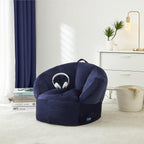 Heritage Kids Pod Curved Back Kids Bean Bag Chair, Soft Plush Lounge Seat for Bedroom or Playroom, Blue