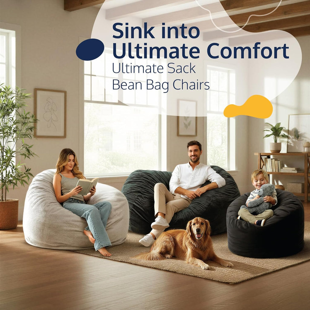 ULTIMATE SACK | 3 Ft Bean Bag Chair | Sports Suede | Foam Filled - Removable Washable Cover