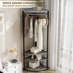 GarveeHome Corner Coat Rack with Shoe Bench Entryway, Corner Hall Tree with 6 Double Hooks, Corner Clothes Rack with Storage Corner Tree with Organizer Shoe Bench Shelf for Entryway, Hallway, Closet