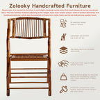 Bamboo Folding Chair, Completely Upgraded Foldable Vintage Dining Chair with 330lb Handcrafted for Living Room Patio Garden Balcony Indoor/Outdoor (1, Antique Brown)