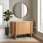 Apollo Mid-Century Modern Wooden Accent Cabinet, Buffet and Media Console, Storage Cabinet with Solid Wood Legs, Soft-Closed Hinges and Adjustable Shelves (Light Oak)