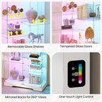 Lvifur 71'' Glass Display Cabinet - with RGB Lights,10-Tier Curio Cabinet with Glass Doors,Lockable Figure Display Case with Human Body Sensor,Tall Showcase Cabinets for Collectibles,White