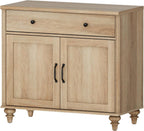 WAMPAT 34’‘ Oak Buffet Cabinet with Doors and Drawer, Wood Kitchen Storage Cabinet Modern Farmhouse Coffee Bar Table Sideboard Credenza for Dining Room