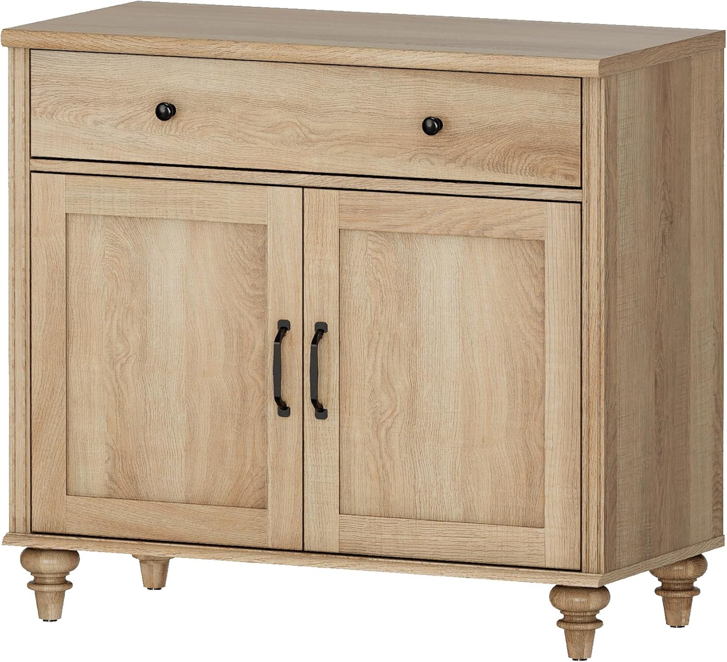 WAMPAT 34’‘ Oak Buffet Cabinet with Doors and Drawer, Wood Kitchen Storage Cabinet Modern Farmhouse Coffee Bar Table Sideboard Credenza for Dining Room