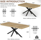MECHYIN 55''-70.9'' Extendable Dining Room Table for 4-6-8, Rectangle Expandable Dining Table with Removable Leaves Space Saving, Kitchen Table with Hidden Storage for Kitchen Dining Room Office,Oak